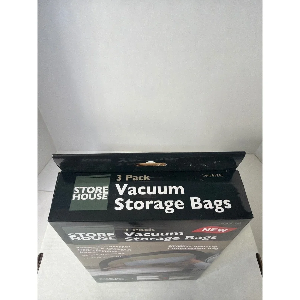 Storehouse 3 Pack Vacuum Storage Bags Clear Nylon Space Saving Set 61242